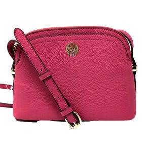 Anne Klein Small Dome Crossbody‎ Bag Hot Pink Gold Lion Logo Top Zip NEW NWOT